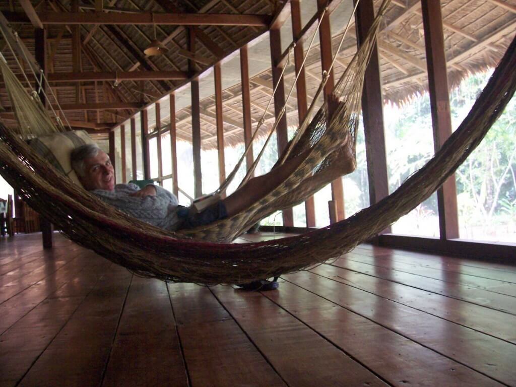 Time out in a hammocks at Sandoval Lake Lodge, Lake Sandoval, Amazon Delta, Peru