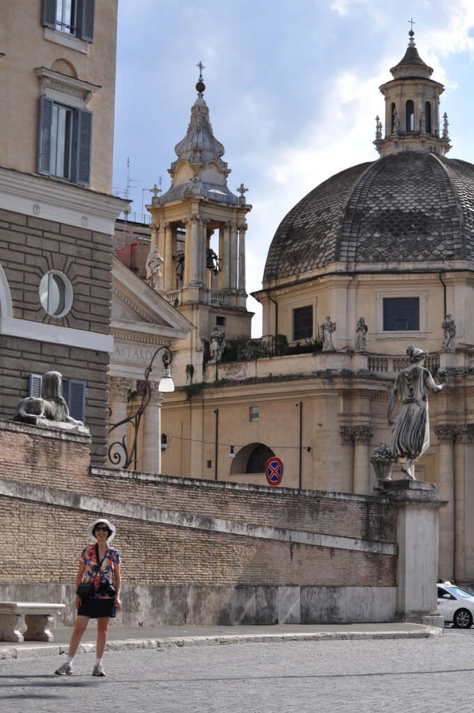 Jean standing in Piazza del Popola square in Rome, Italy