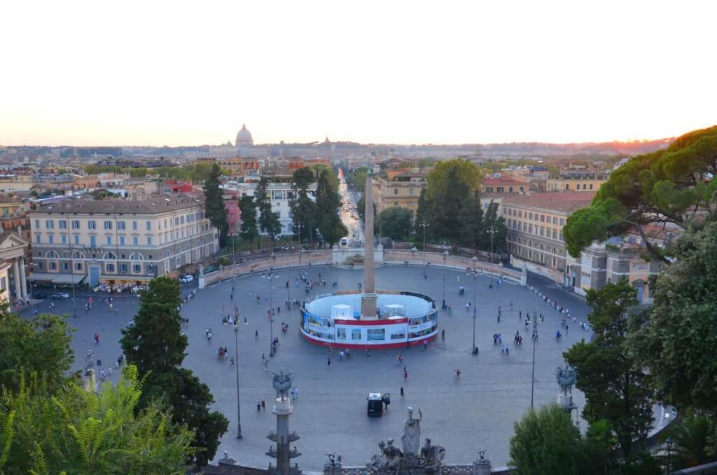 piazza del popola viewed from pincian hill, rome, italy