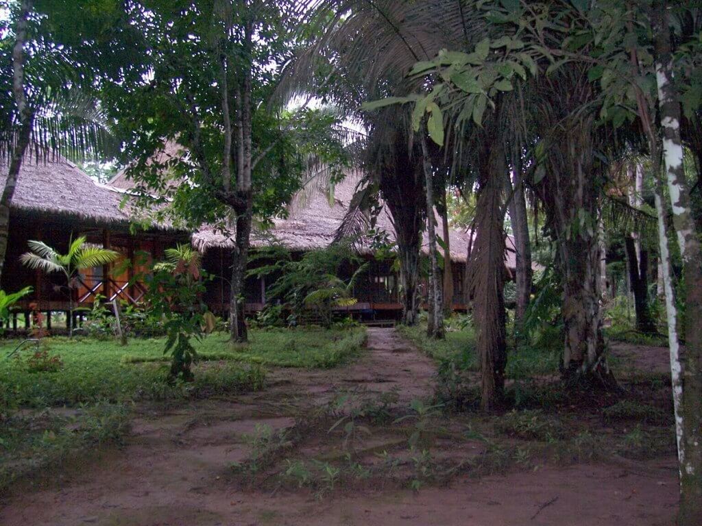 Main building at Sandoval Lake Lodge, Lake Sandoval, Amazon Basin, Peru