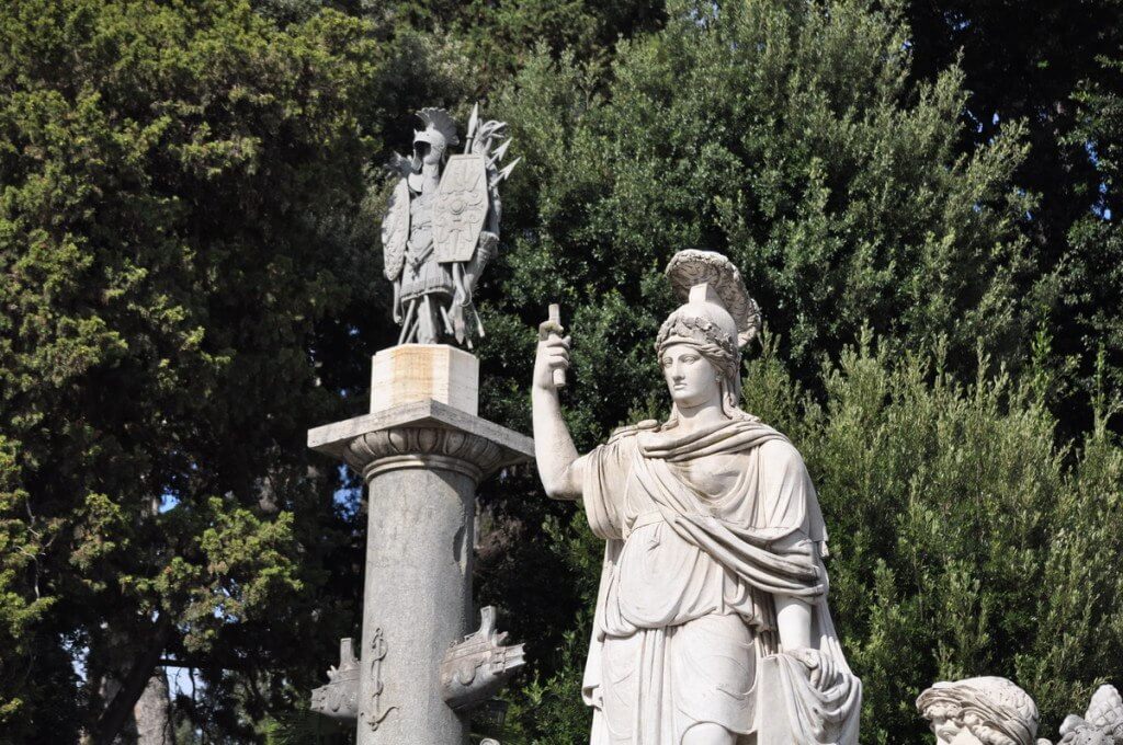 Rome Between the Tiber and the Aniane fountain in Piazza del popola square in Rome, Italy