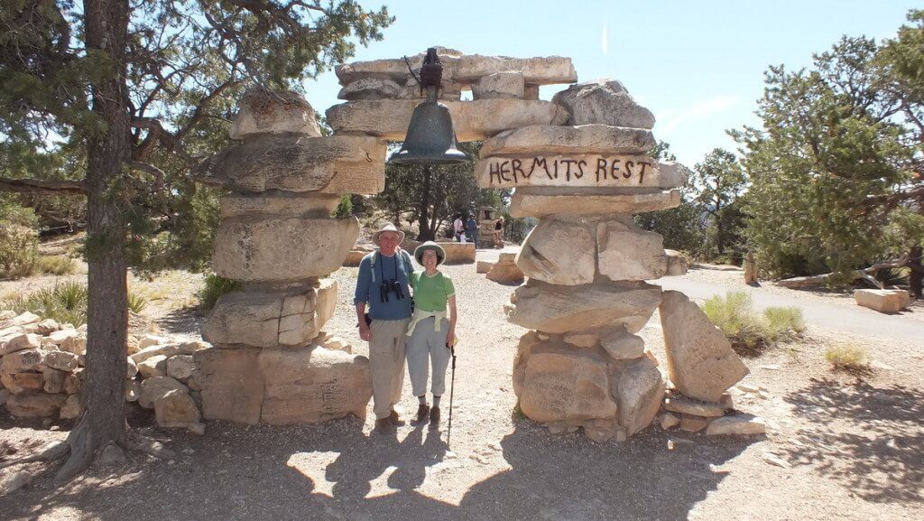Jean and Bob at Hermits Rest on the south rim at grand canyon national park
