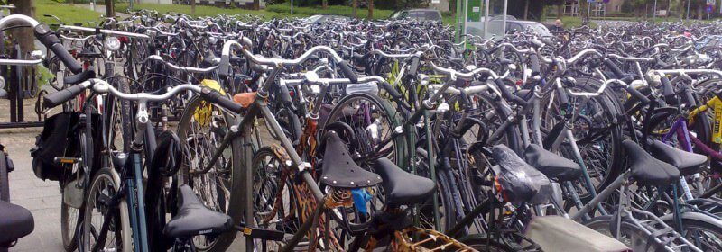bike parking lot in amsterdam, the netherlands