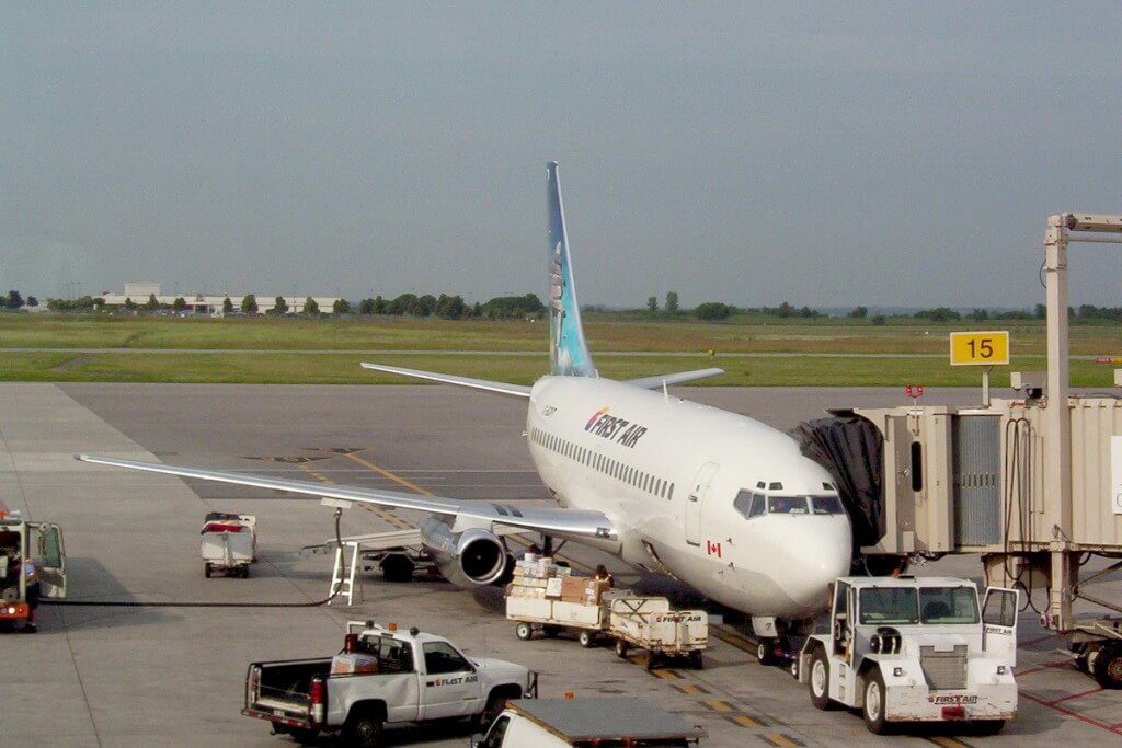 photograph of a First Air Jet aircraft at the Ottawa Airport, Ottawa, Ontario, Canada.