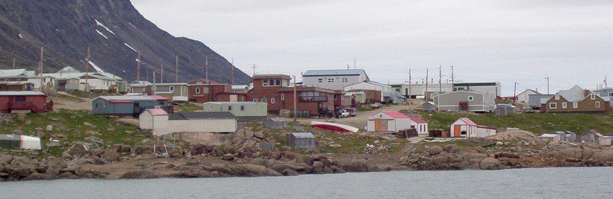 photograph of the hamlet of Pangnirtung on Baffin Island in Nunavut, Canada