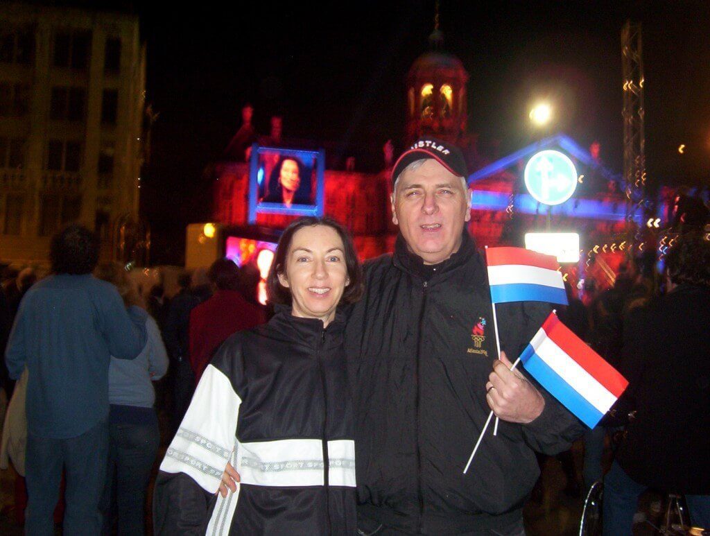 jean and bob in amsterdam during queens day