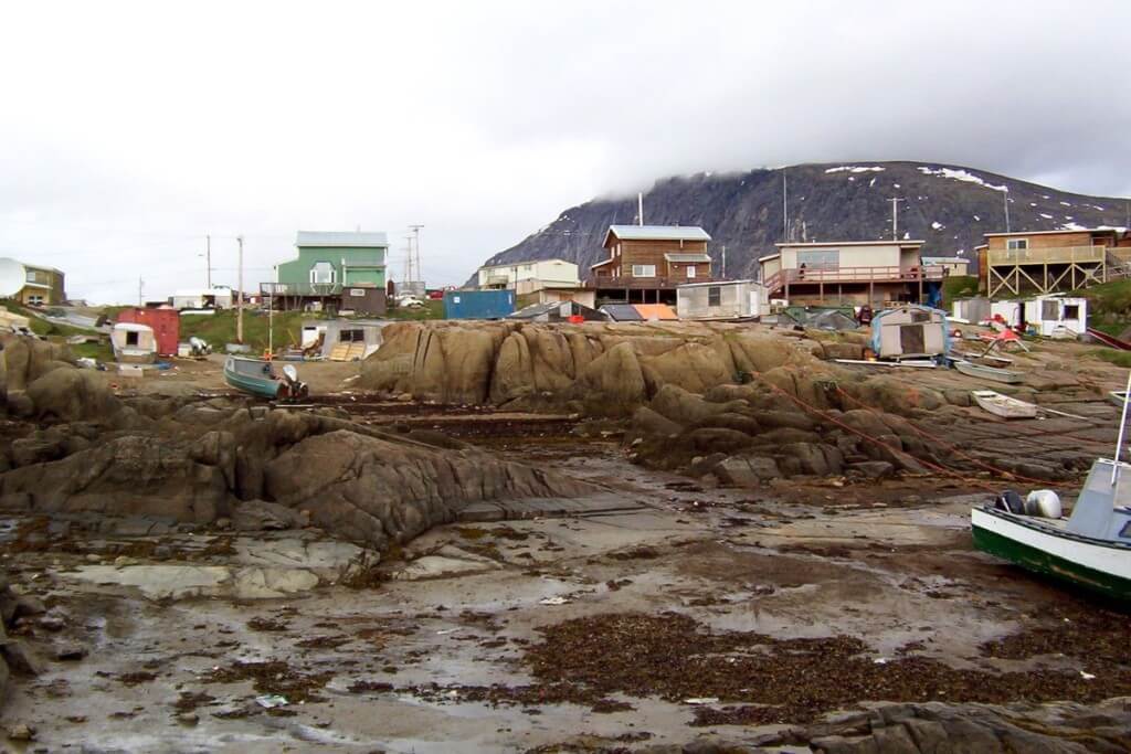 photograph of the low tide along the shoreline at Pangnirtung on Baffin Island, Nunavut, Canada.