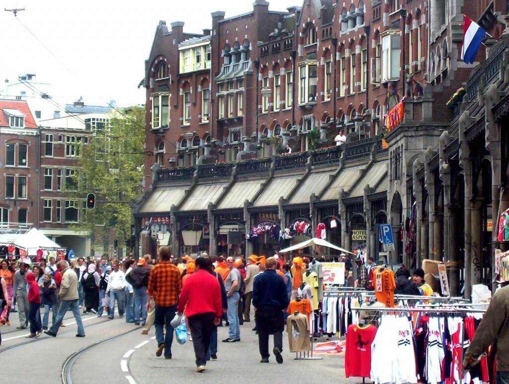 queens day in amsterdam, the netherlands