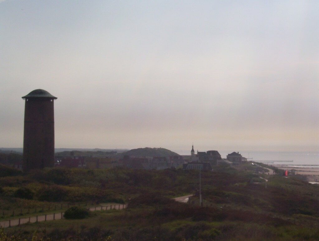 water tower and hills in the village of domburg, the netherlands