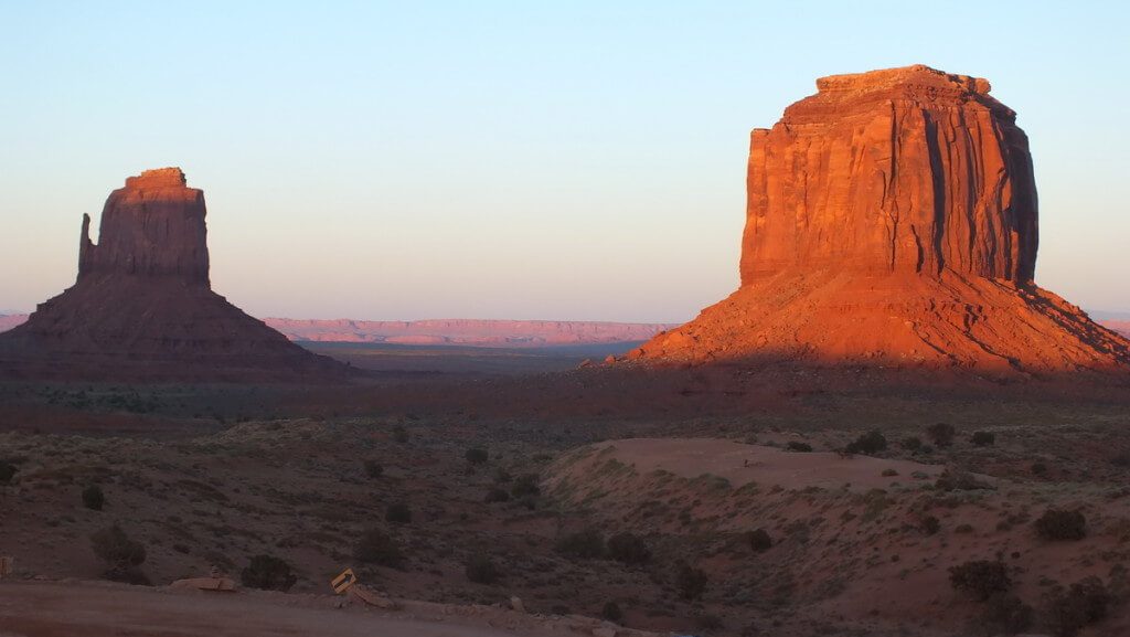 East Mitten and Merrick Butte in Monument Valley in Navajo County, Arizona, USA