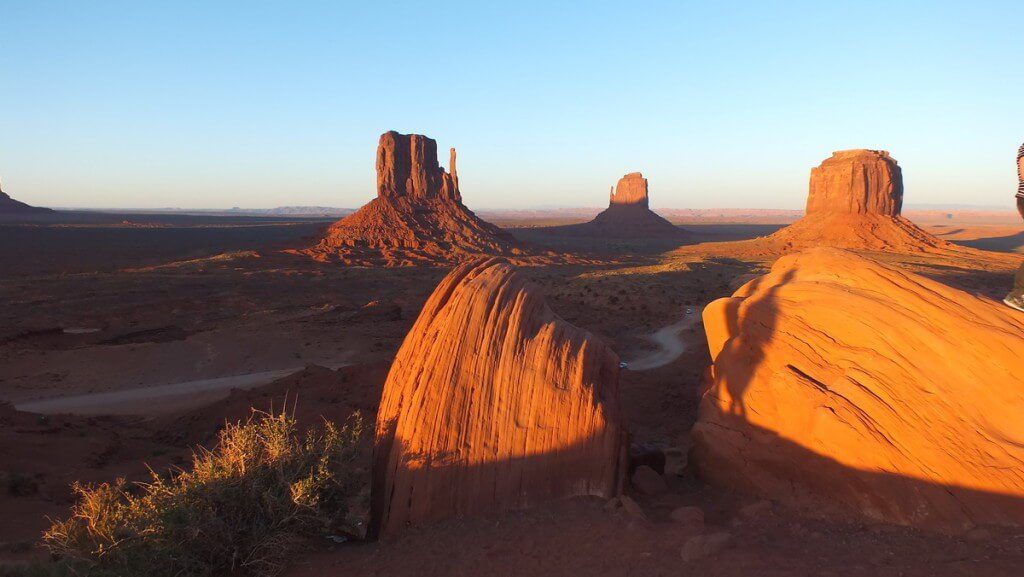 Monument Valley at sunset in northern Arizona, USA