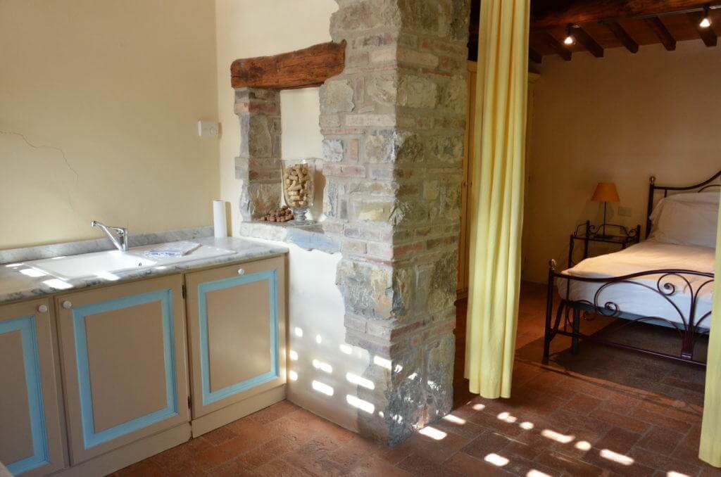 Interior of the stone farmhouse at Il Colombaio di Cencio, Gaiole, Chianti, Tuscany, Italy