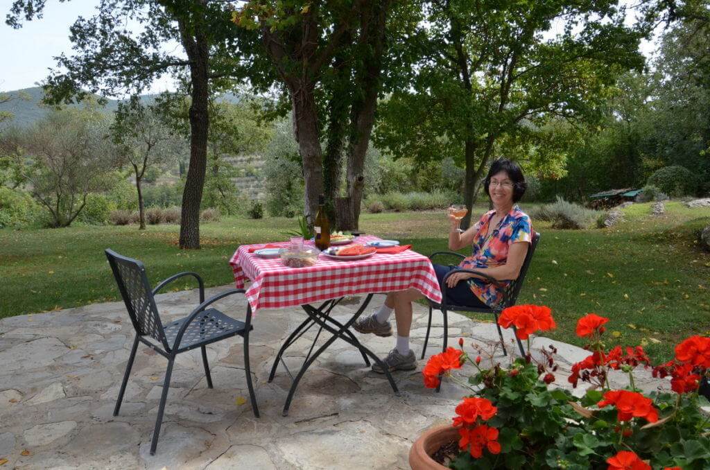 jean at lunch at il colombaio di cencio vineyard, gaiole in chianti, itay