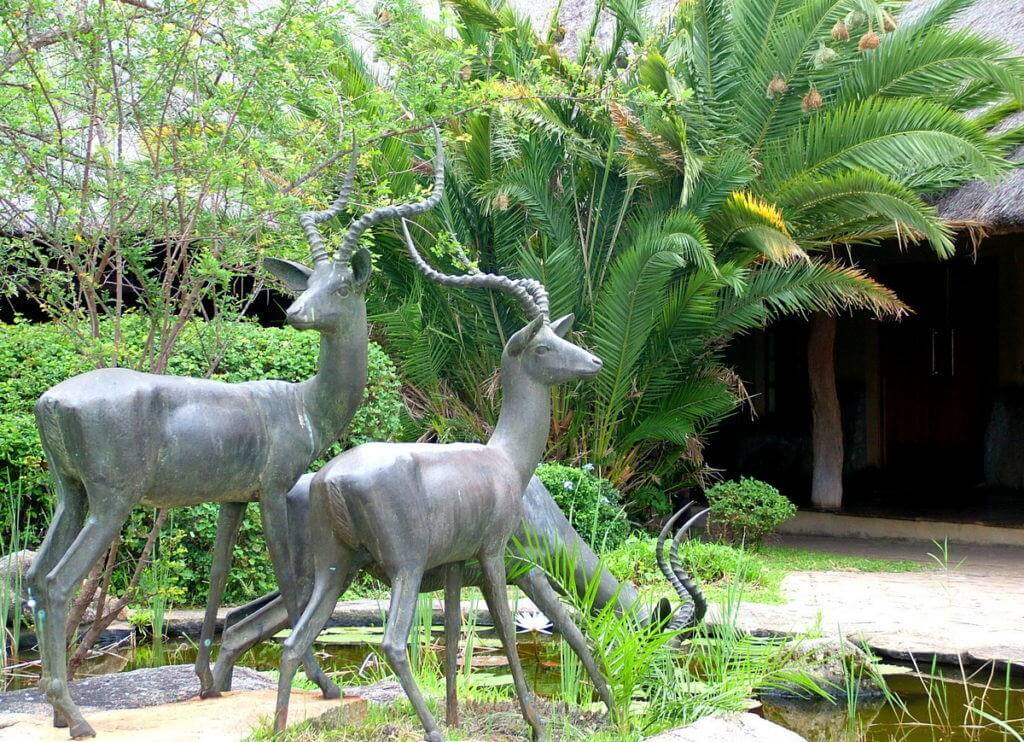 An imag of the gardens at the visitor centre at Skukuza Rest Camp in Kruger National Park, South Africa.