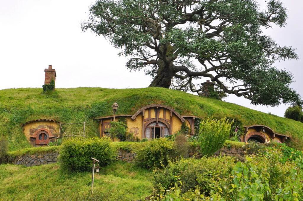 A closeup image of Bilbo Baggins home on Bag End at Hobbiton in New Zealand. Photography by Frame To Frame - Bob and Jean.