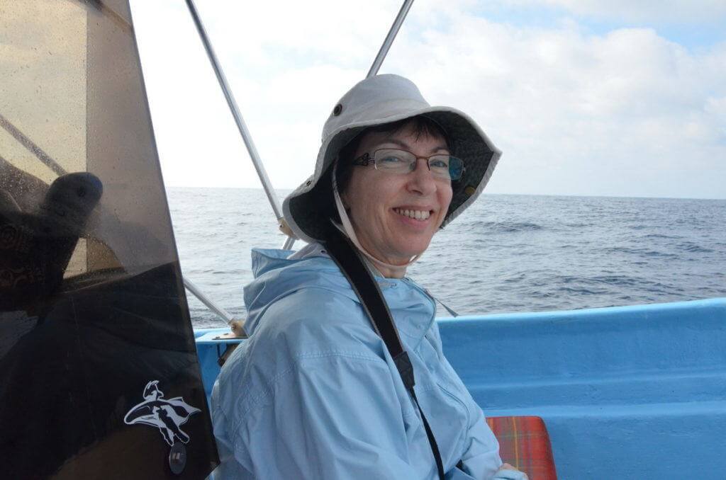 Jean aboard a boat, Isla Isabel, Mexico