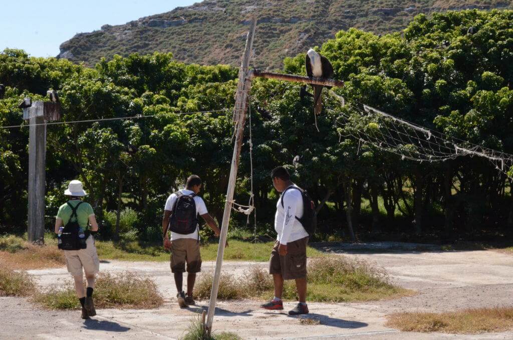 An image of Jean with birding guides on Isla Isabel off San Blas, Mexico. Photography by Frame To Frame - Bob and Jean.