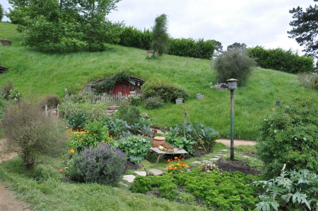 An image of sackville baggins garden growing at Hobbiton in New Zealand. Photography by Frame To Frame - Bob and Jean.