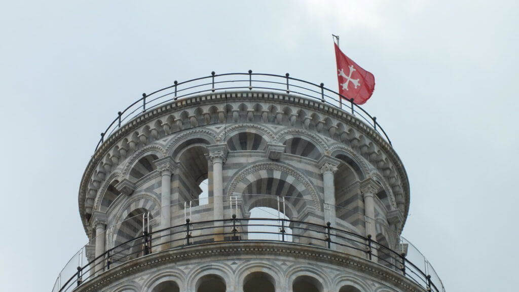 An image of the top of the Leaning Tower of Pisa in Tuscany, Italy. Photography by Frame To Frame - Bob and Jean.