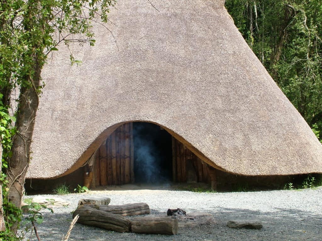 thatched hut at Irish National Heritage Park in Ireland