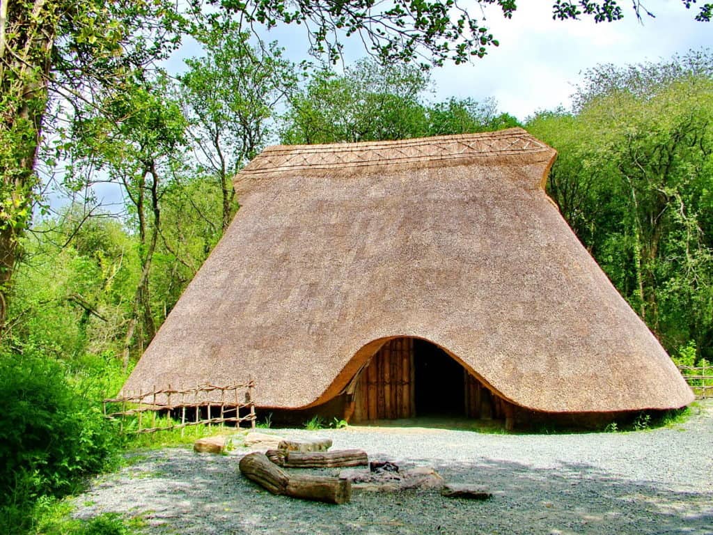 thatched hut at Irish National Heritage Park in Ireland