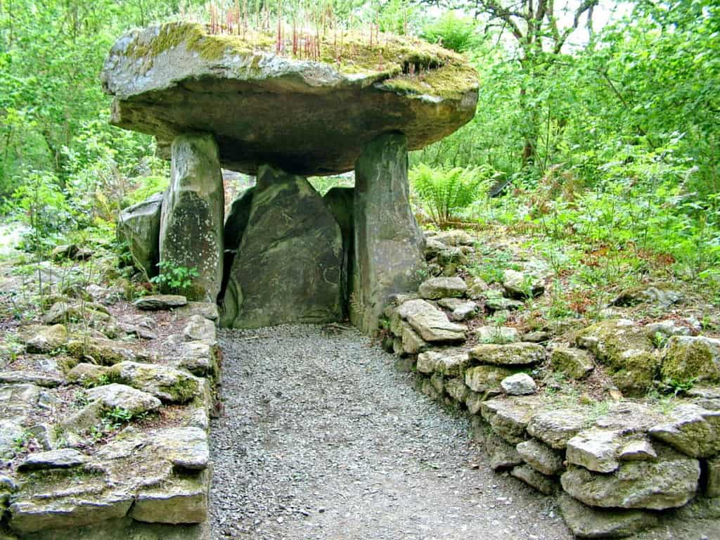 a Portal Tomb at Irish National Heritage Park in Ireland