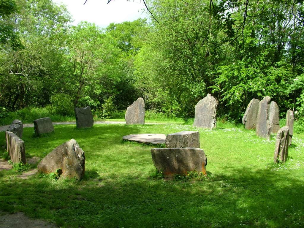 a Stone Circle at Irish National Heritage Park in Ireland