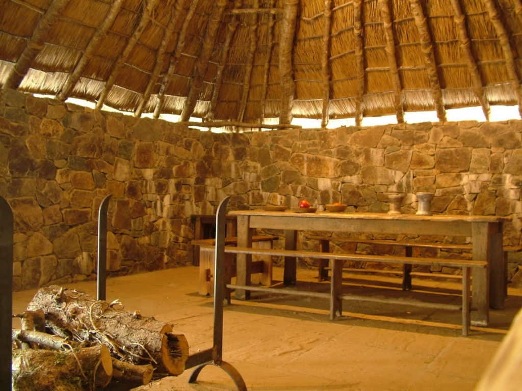 interior of an early Christian monastery at Irish National Heritage Park, Ireland