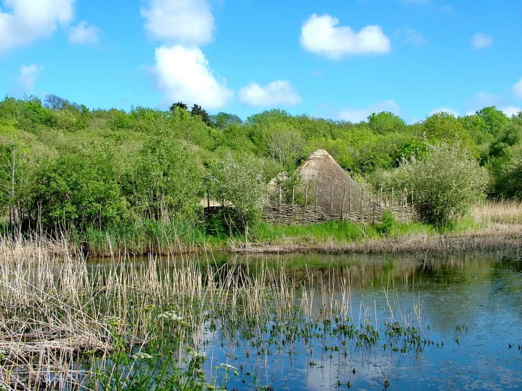 a Crannog at Irish National Heritage Park, Ireland