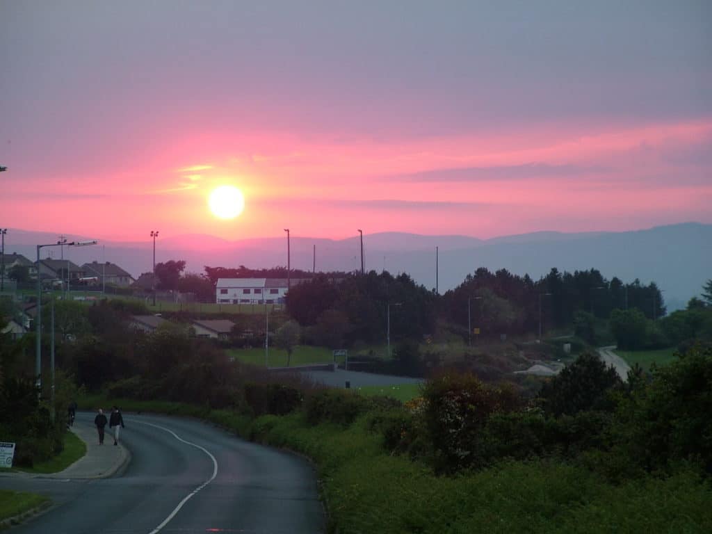 red sunset near Wicklow, Ireland
