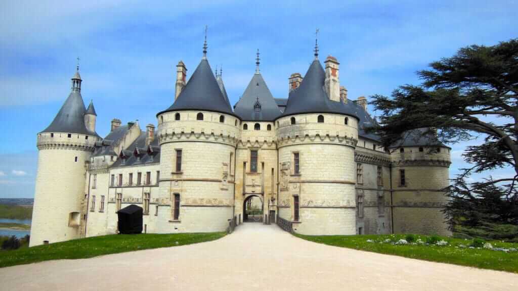 An image of the main entrance to Chateau Chaumont sur Loire in Loire Valley in France.