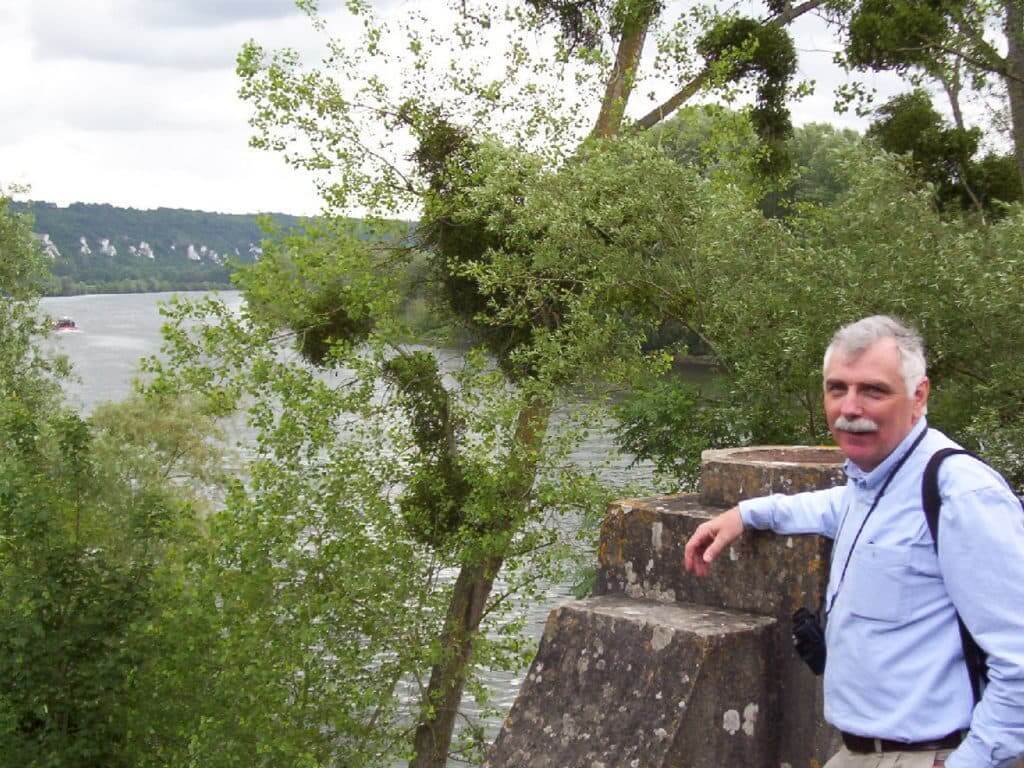 An image of Bob along the Seine River in France.