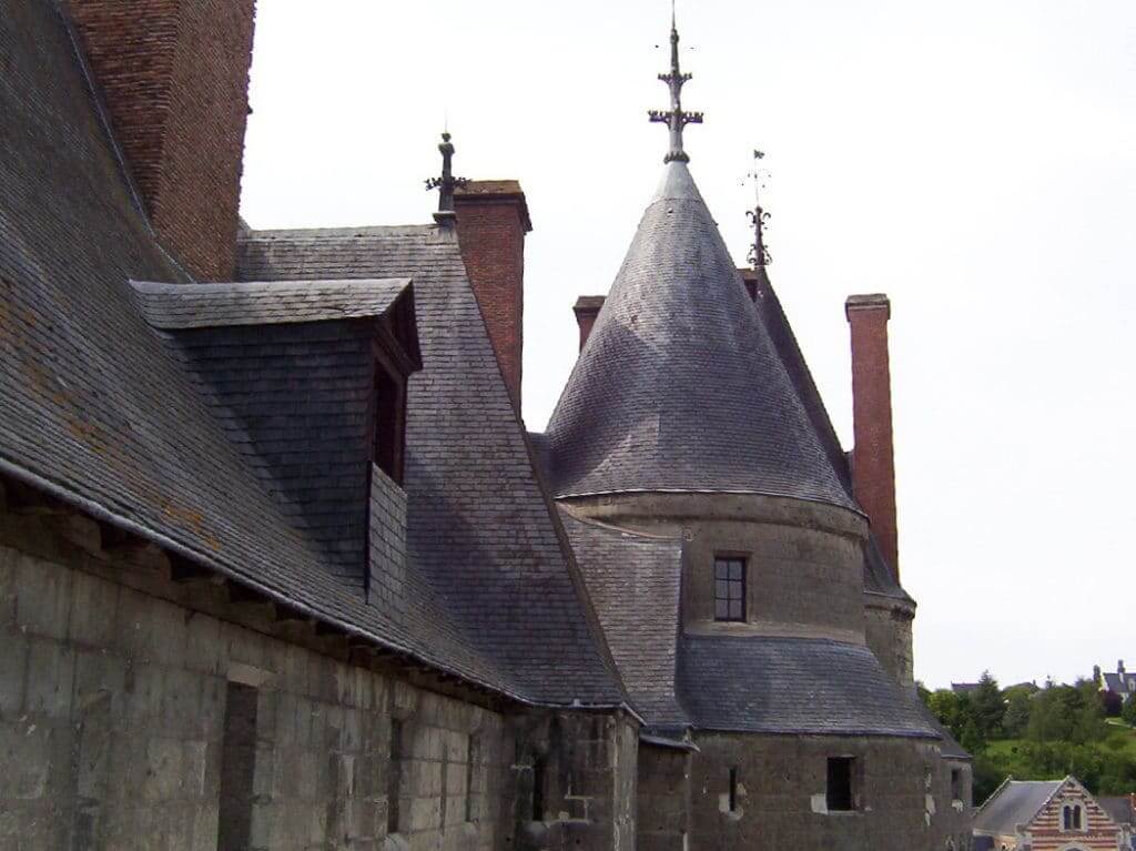 An image of the rooftop of Chateau de Langeais in the Loire Valley in France.