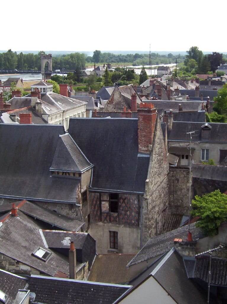 An image of the town of Langeais from Chateau de Langeais in the Loire Valley in France.