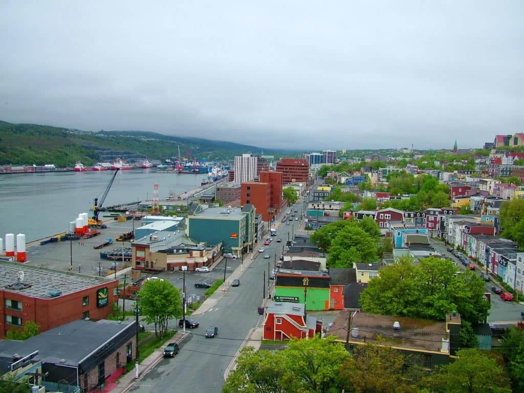 an image of the harbour and Water Street in St. John's, Newfoundland, Canada