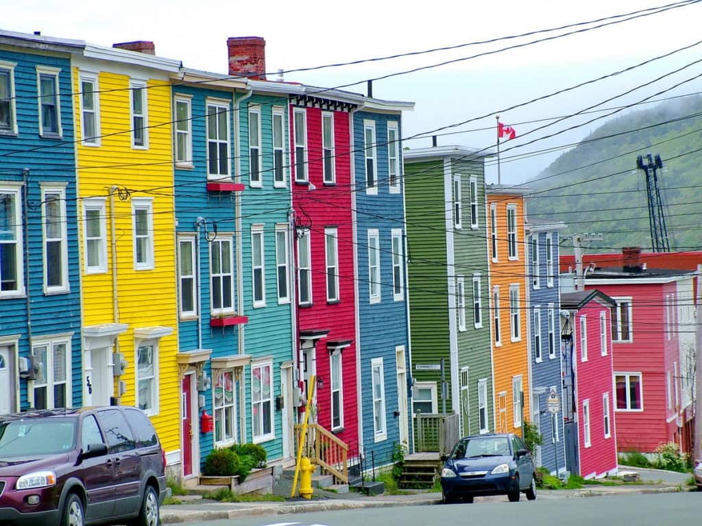 an image of candy-coloured houses in St. John's, Newfoundland, Canada