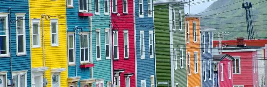 Colourful row of houses in St
