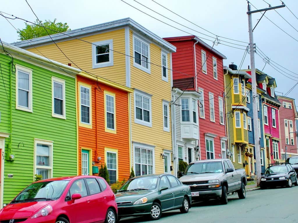 an image of a row of colourful houses in St. John's, Newfoundland, Canada