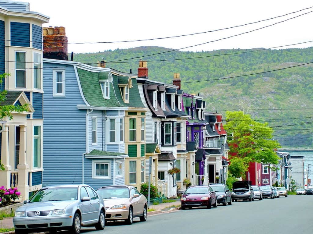an image of pastel-painted homes in St. John's, Newfoundland, Canada