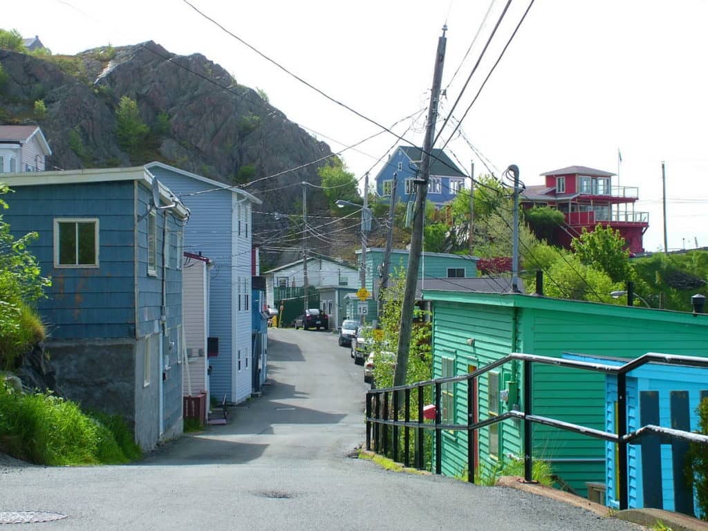 an image of a narrow street in St. John's, Newfoundland, Canada