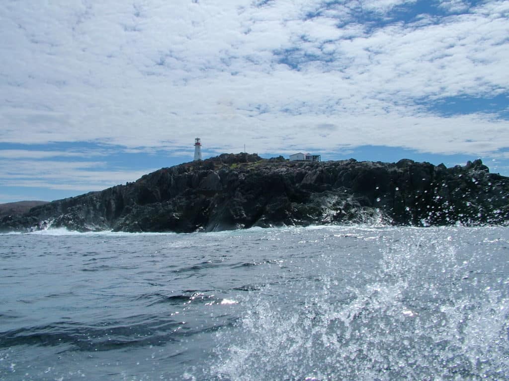quirpon island as seen from a boat, newfoundland, canada