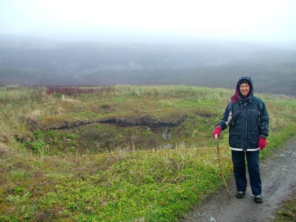 jean hiking on quirpon island, newfoundland, canada