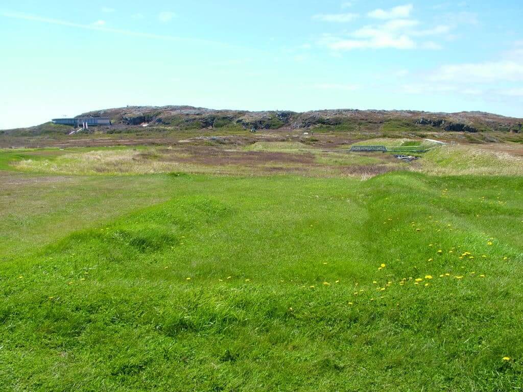 grassy mounds at l'Anse aux Meadows, Newfoundland, Canada