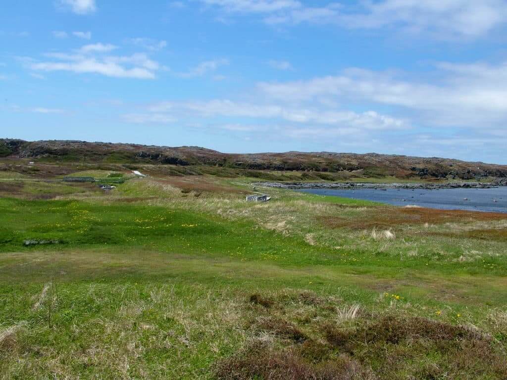 earth mounds at l'anse aux meadows, newfoundland, canada