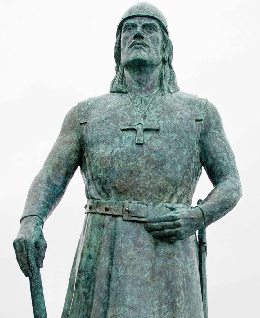 a statue of Leif Erickson at l'anse aux meadows unesco world heritage site, newfoundland, canada