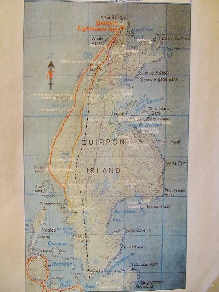 map of quirpon island, newfoundland, canada