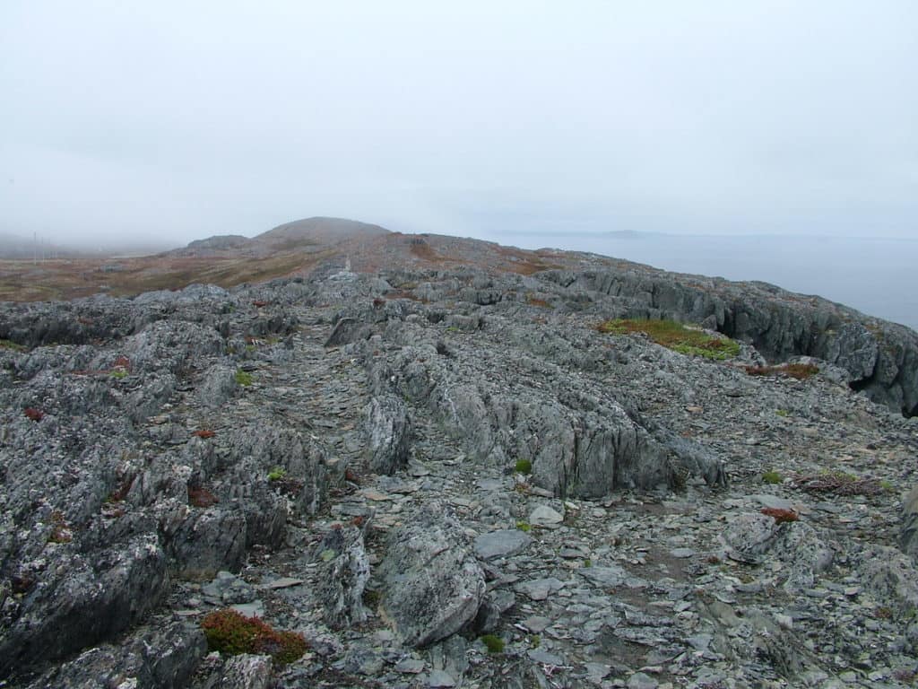 rocky plateau on quirpon island, newfoundland, canada