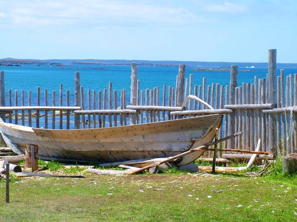 a viking boat at l'anse aux meadows, newfoundland, canada