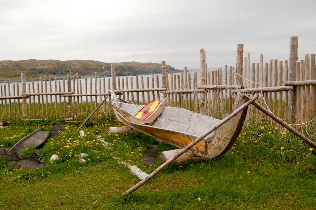 a viking boat at l'anse aux meadows, newfoundland, canada