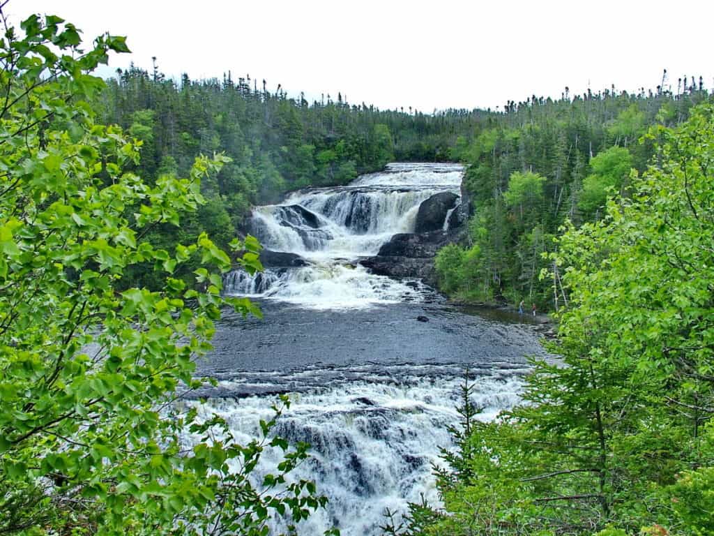 lower and middle cascades of baker's brook falls in gros morne national park, newfoundland